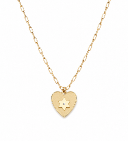 Shelly Heart Star of David Diamond Necklace