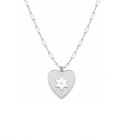 Shelly Heart Star of David Diamond Necklace