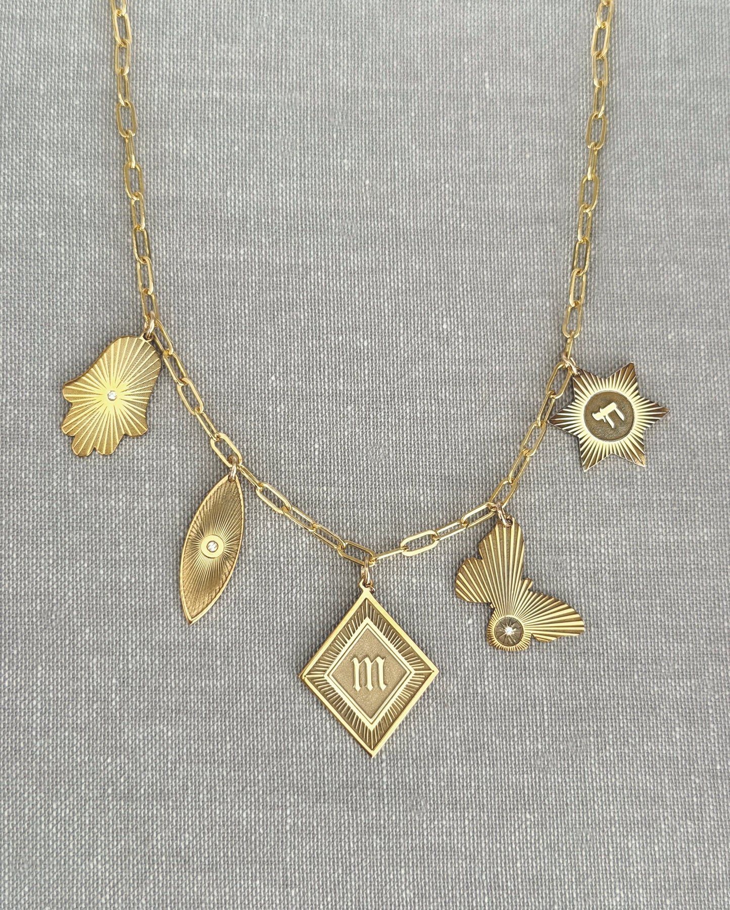 Vesta Five Charm Initial Necklace