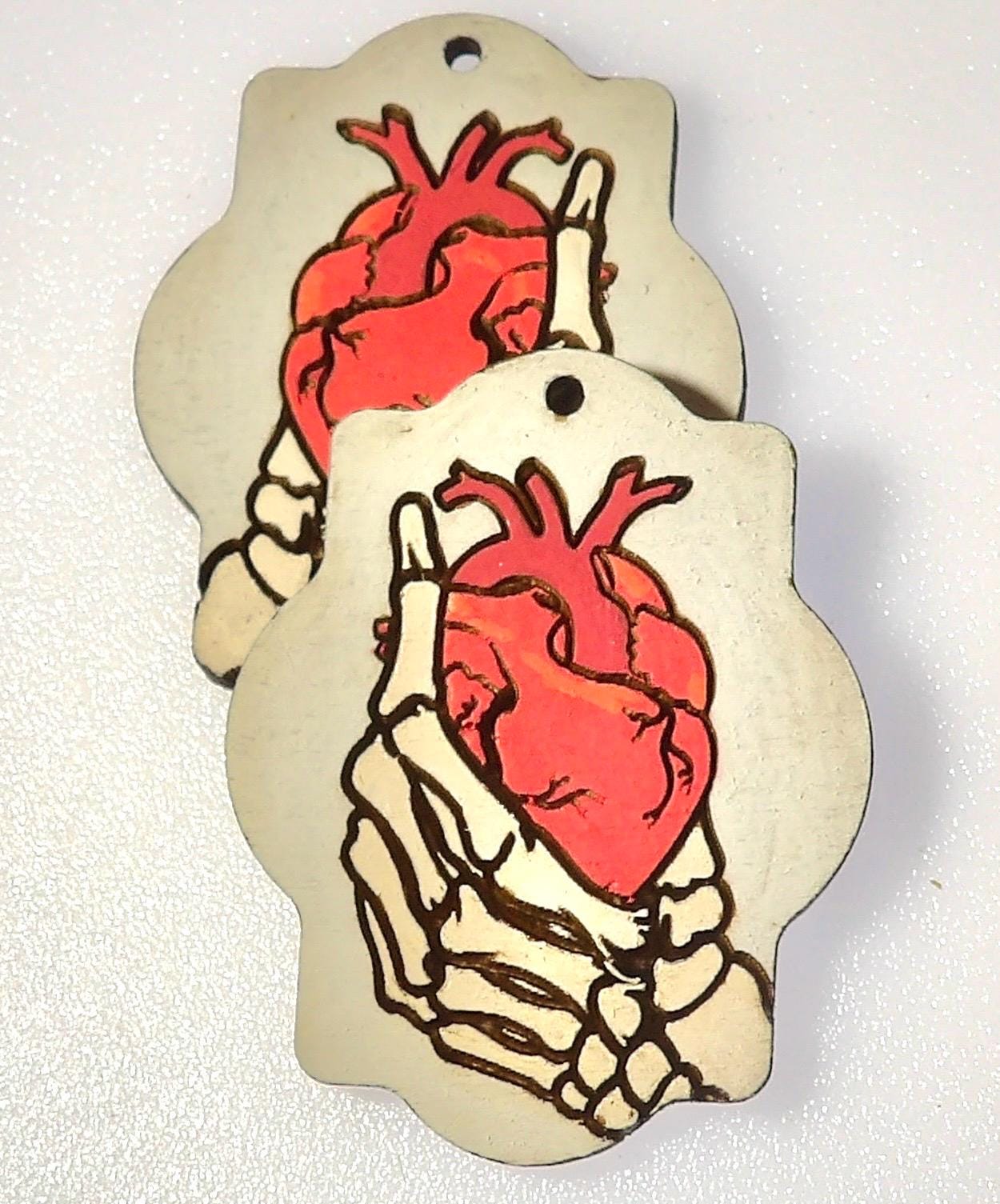 Anatomical Heart earrings, Skull earrings, gothic jewelry