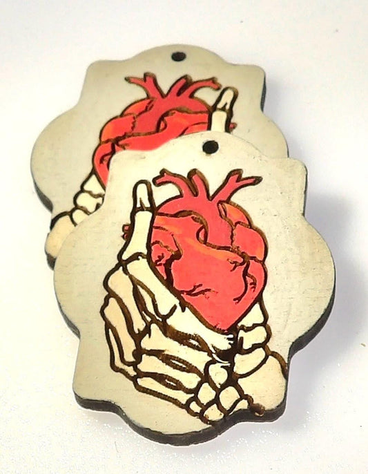 Anatomical Heart earrings, Skull earrings, gothic jewelry
