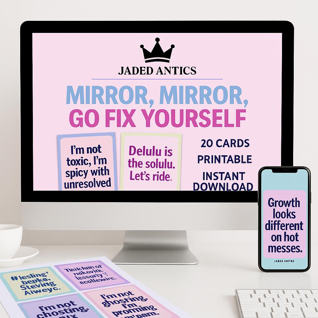 Lustige Affirmationskarten & Hintergrundbilder-Bundle: Entfesselte Selbstliebe (Digitaler Download, PDF/PNG-Dateien)
