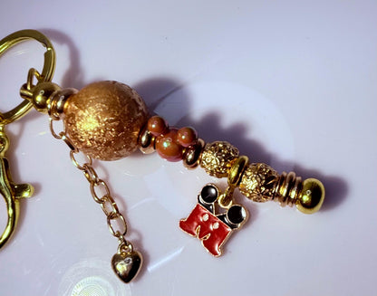 Gold Mickey Mouse Beaded Keychain: Disney-Inspired Bag Charm