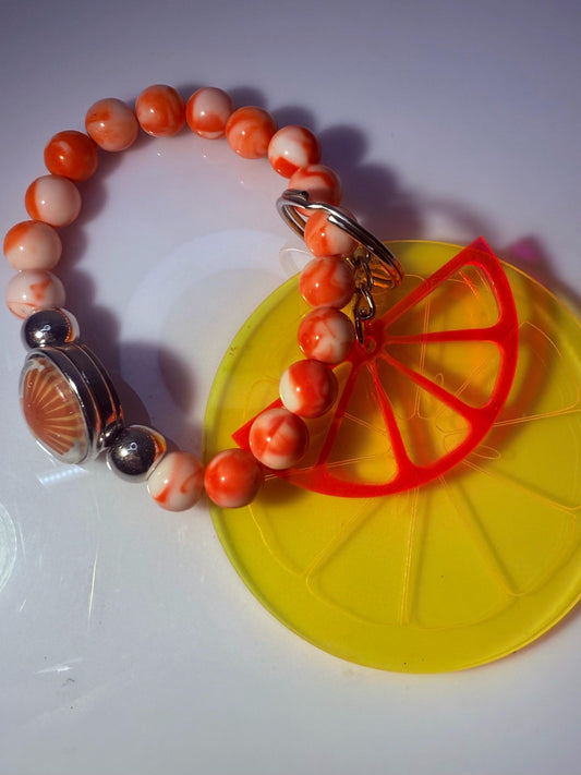 Citrus Slice Bag Charm: Acrylic Purse Accessory with Marble Beads