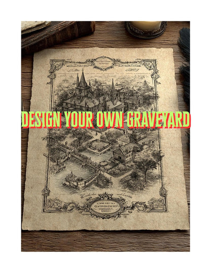 Lustiges Gothic-Friedhof-Journaling-Set: Bedruckbare Grabsteine, Nachruf, Aufkleber (Digitaler Download)