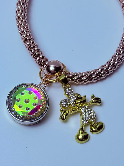 Rose Gold Minnie Mouse Bag Charm: Crystal Mickey Wristlet Keychain