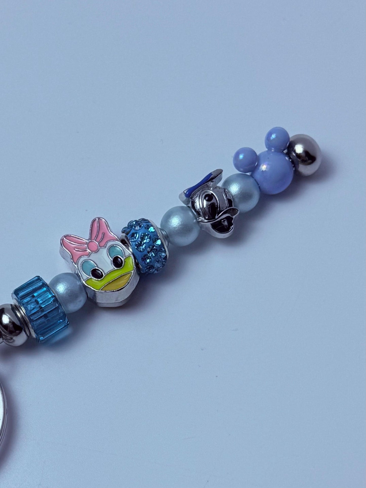 Disney Inspired Bag Charm  Daisy Duck Keychain with Blue & Pink Beads, Handmade Purse Accessory, Cute Disney Gift for Her