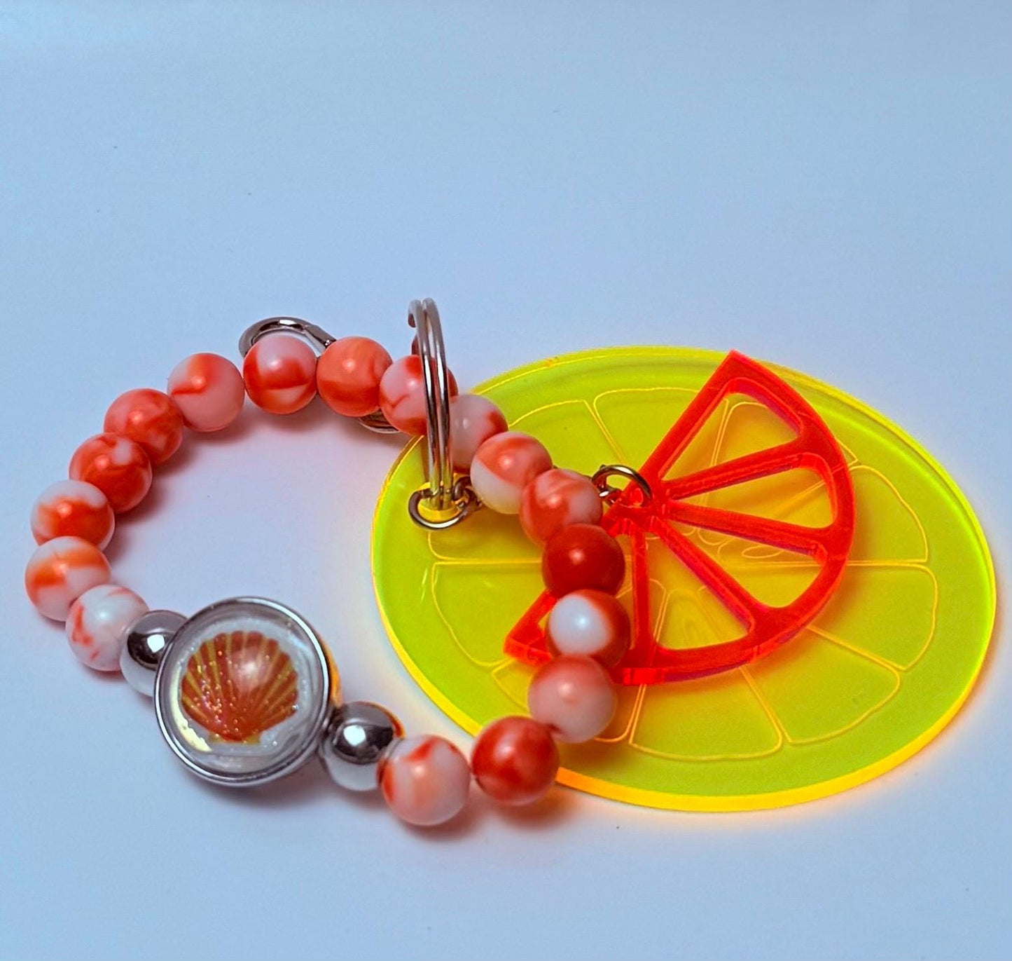 Citrus Slice Bag Charm: Acrylic Purse Accessory with Marble Beads