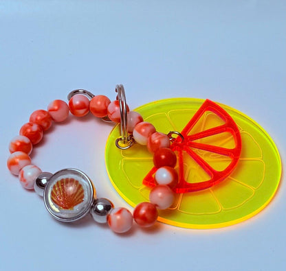 Citrus Slice Bag Charm: Acrylic Purse Accessory with Marble Beads