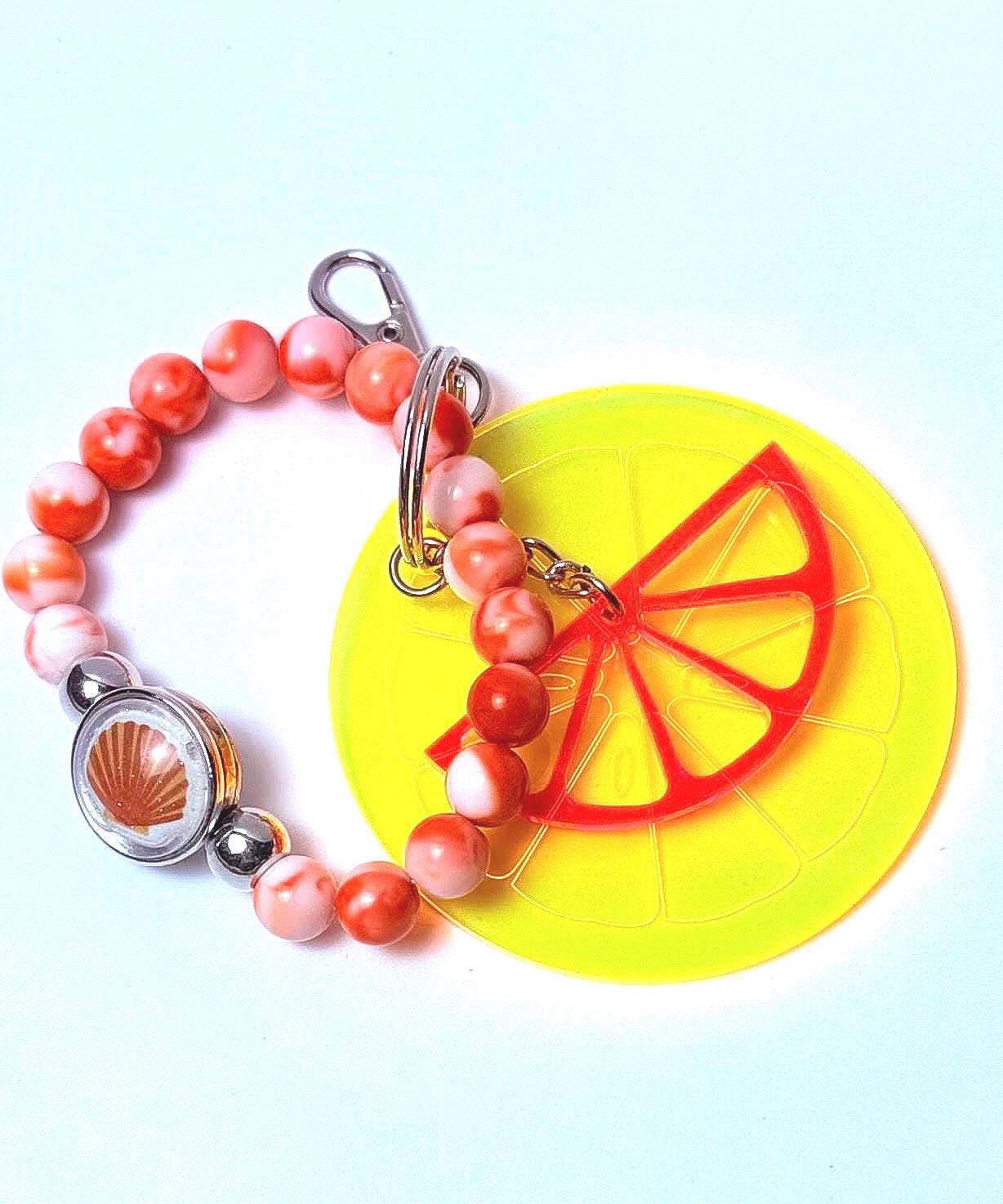 Citrus Slice Bag Charm: Acrylic Purse Accessory with Marble Beads