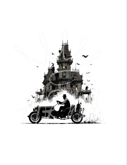 Geisterhaus SVG PNG: Gotisches Halloween-Herrenhaus, Oldtimer (Digitaler Download)