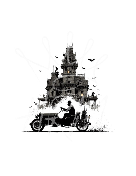 Geisterhaus SVG PNG: Gotisches Halloween-Herrenhaus, Oldtimer (Digitaler Download)