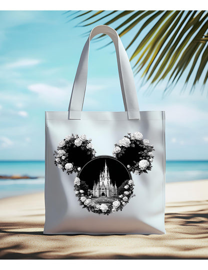 Disney Inspiriertes Rosen-Schloss-Mickey-SVG-PNG | Blumen-Mauskopf-Schnittdatei | Magisches Cricut & Silhouette Design für Shirts, Taschen, Bastelarbeiten