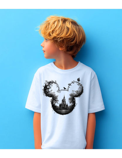 Disney-inspirierter Natur-Schloss Mickey SVG PNG | Verzauberter Maus-Kopf Schnittdatei | Märchen-Cricut- & Silhouette-Design Download
