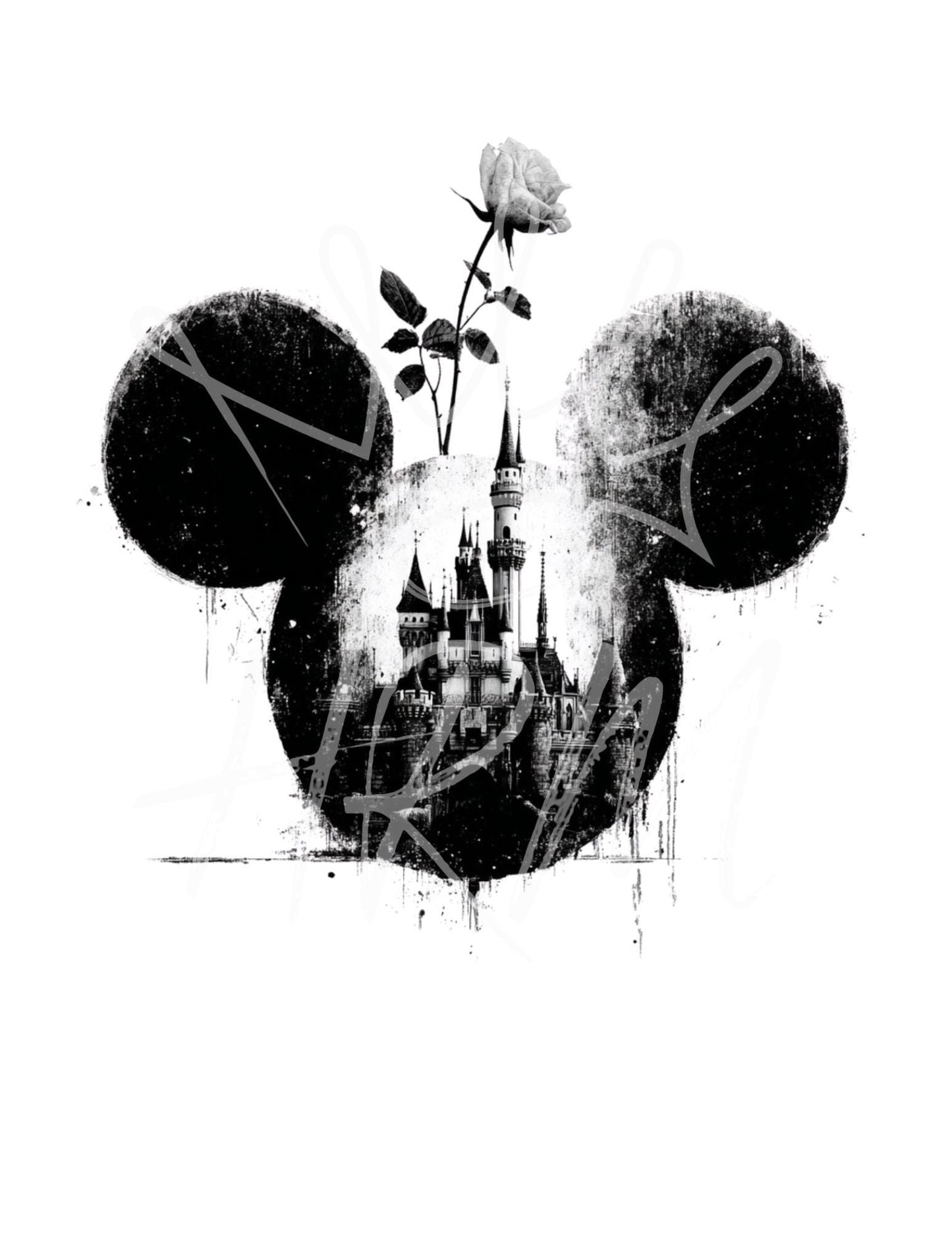 Disney Inspired Rose Castle Mickey SVG PNG | Gothic Mouse Head Cut File | Dark Fairytale Cricut & Silhouette Design Download
