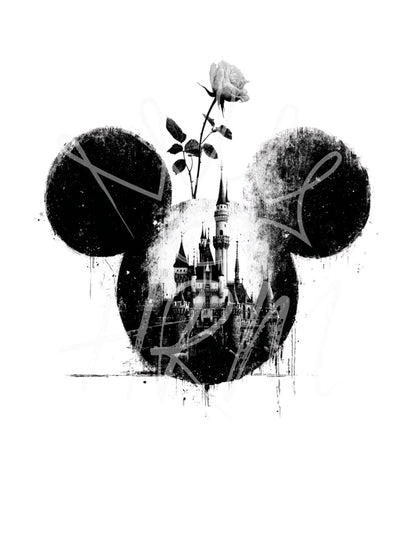 Disney Inspired Rose Castle Mickey SVG PNG | Gothic Mouse Head Cut File | Dark Fairytale Cricut & Silhouette Design Download