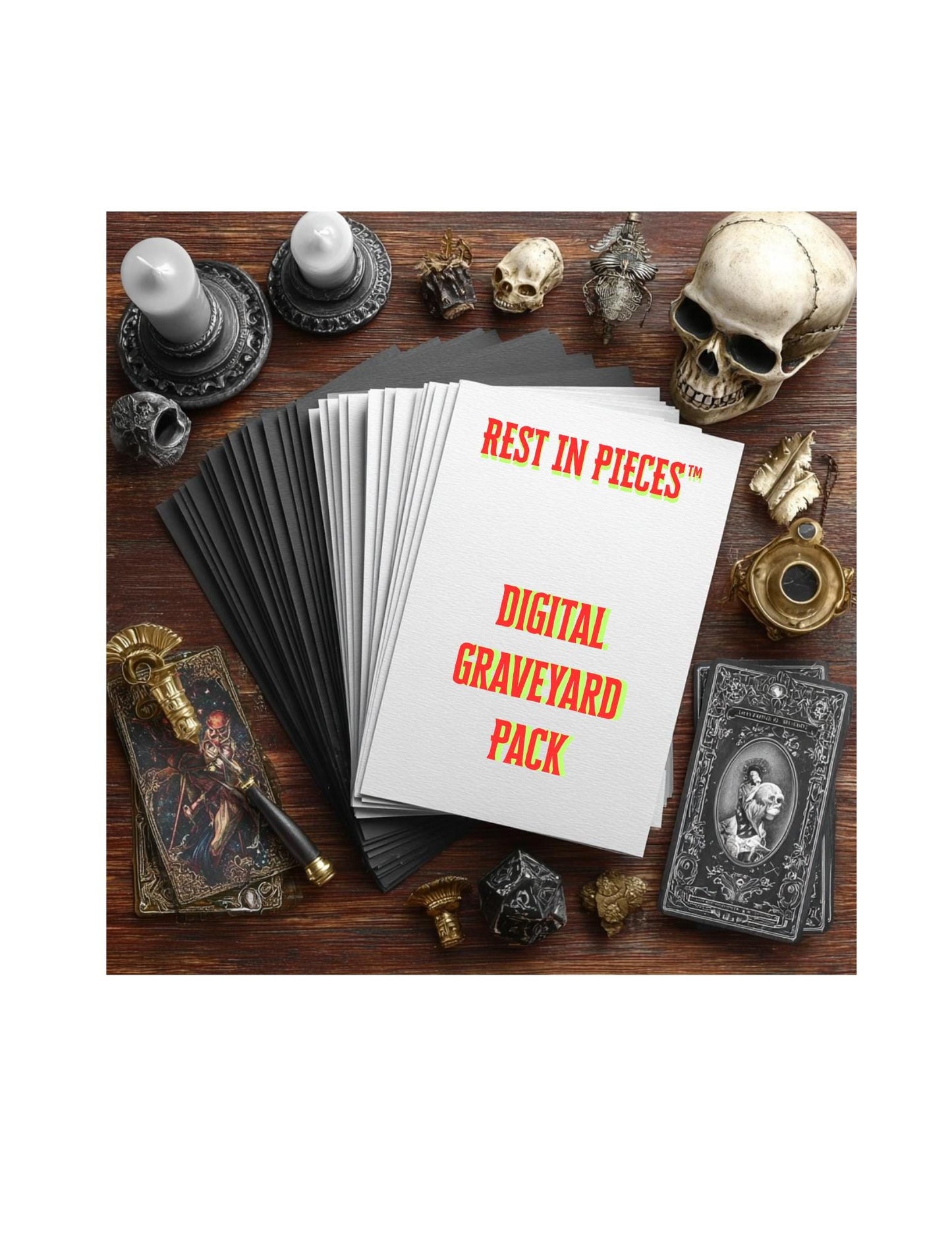 Lustiges Gothic-Friedhof-Journaling-Set: Bedruckbare Grabsteine, Nachruf, Aufkleber (Digitaler Download)