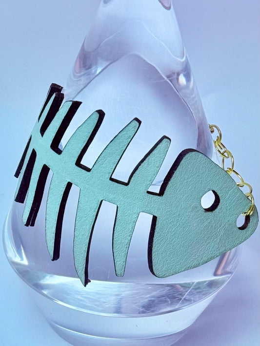 Fishbone Leather Cuff Bracelet: Handmade Skeleton Fish Boho Wristband