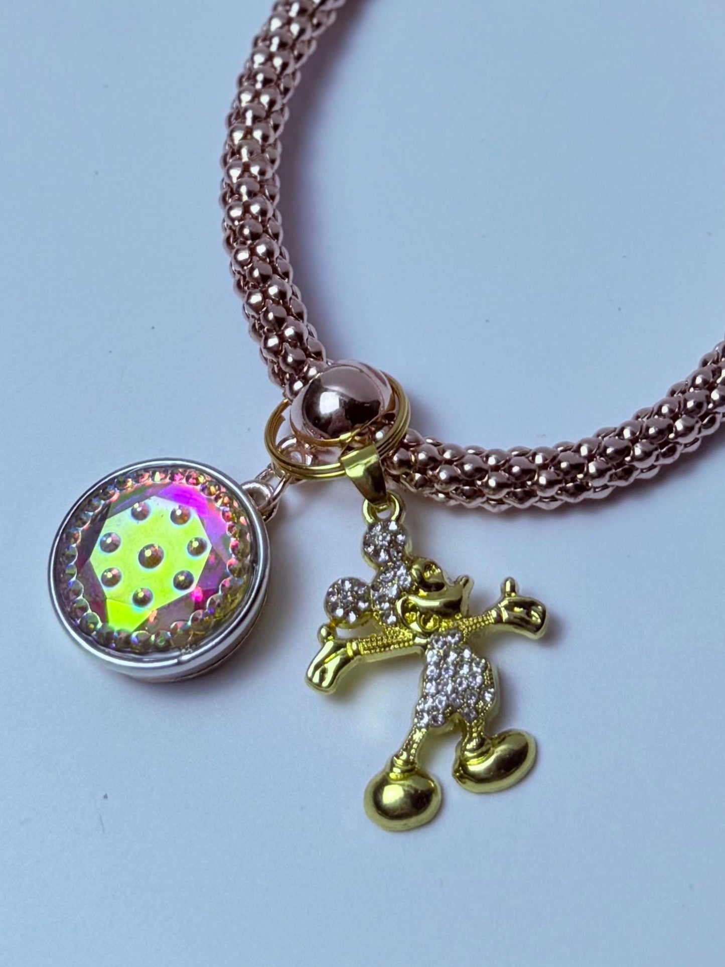Rose Gold Minnie Mouse Bag Charm: Crystal Mickey Wristlet Keychain
