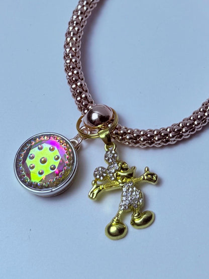 Rose Gold Minnie Mouse Bag Charm: Crystal Mickey Wristlet Keychain