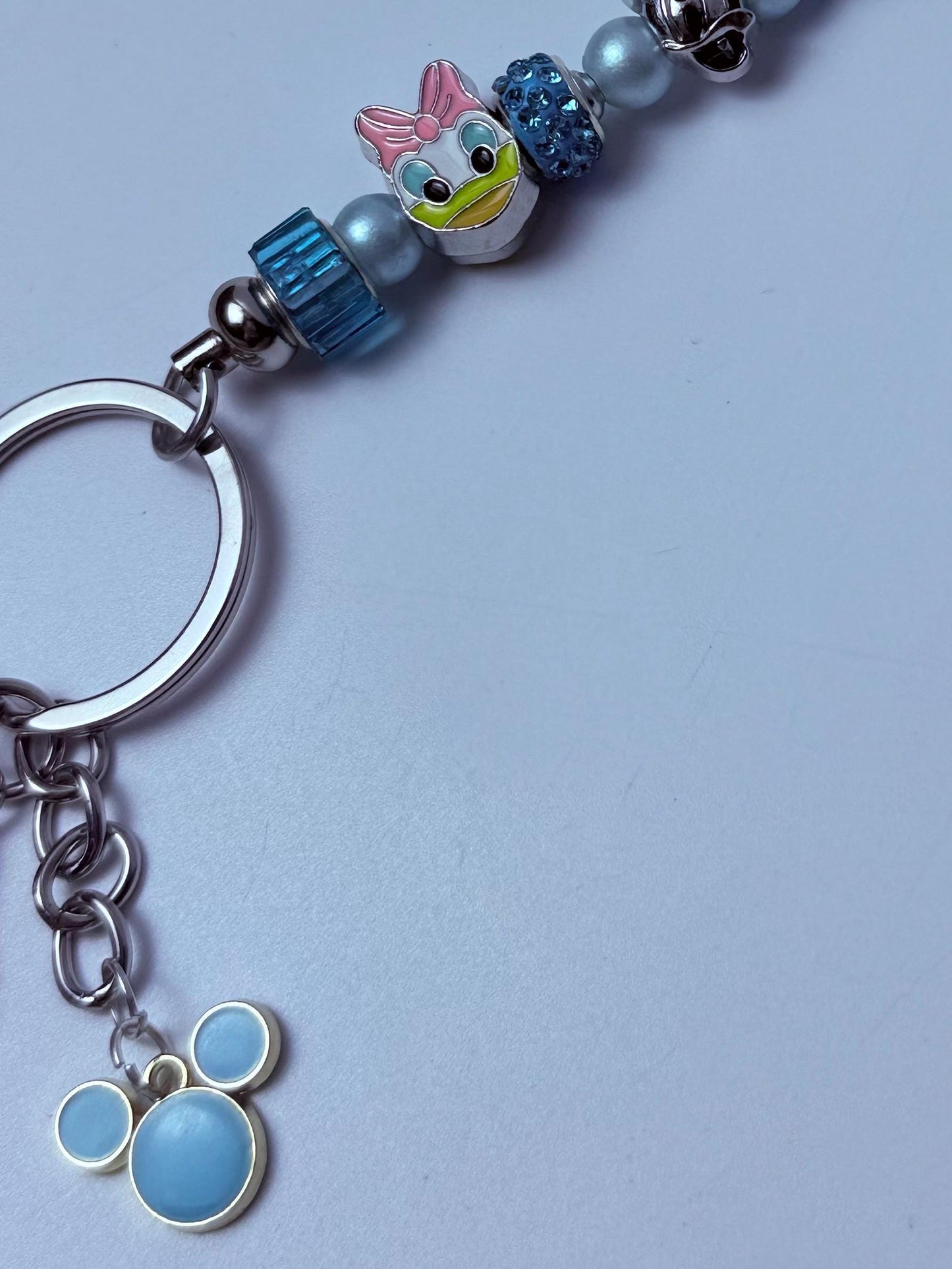 Disney Inspired Bag Charm  Daisy Duck Keychain with Blue & Pink Beads, Handmade Purse Accessory, Cute Disney Gift for Her