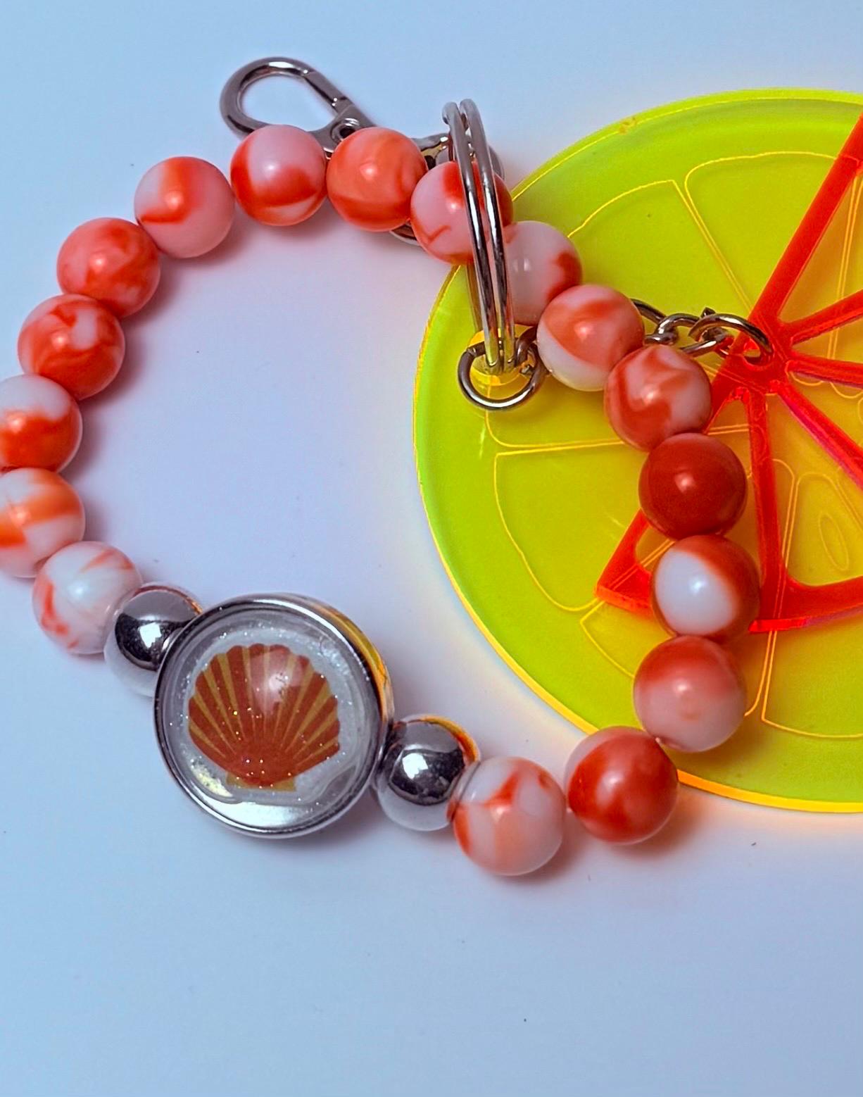 Citrus Slice Bag Charm: Acrylic Purse Accessory with Marble Beads