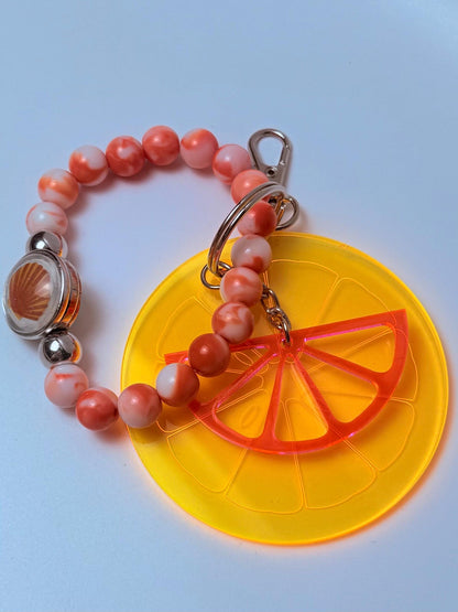 Citrus Slice Bag Charm: Acrylic Purse Accessory with Marble Beads