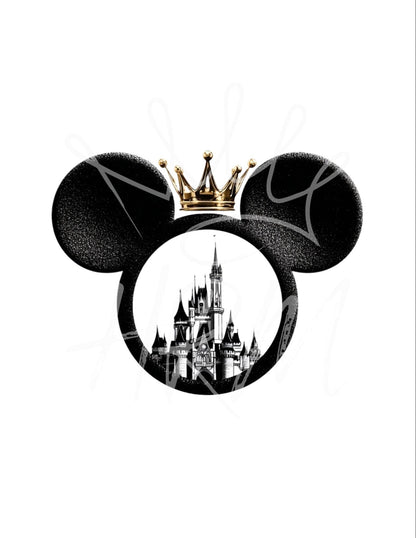 Von Disney inspirierte Krone Schloss Mickey SVG PNG | Königliche Maus Kopf Schnittdatei | Prinzessin Cricut & Silhouette Design für Hemden, Taschen, Bastelarbeiten