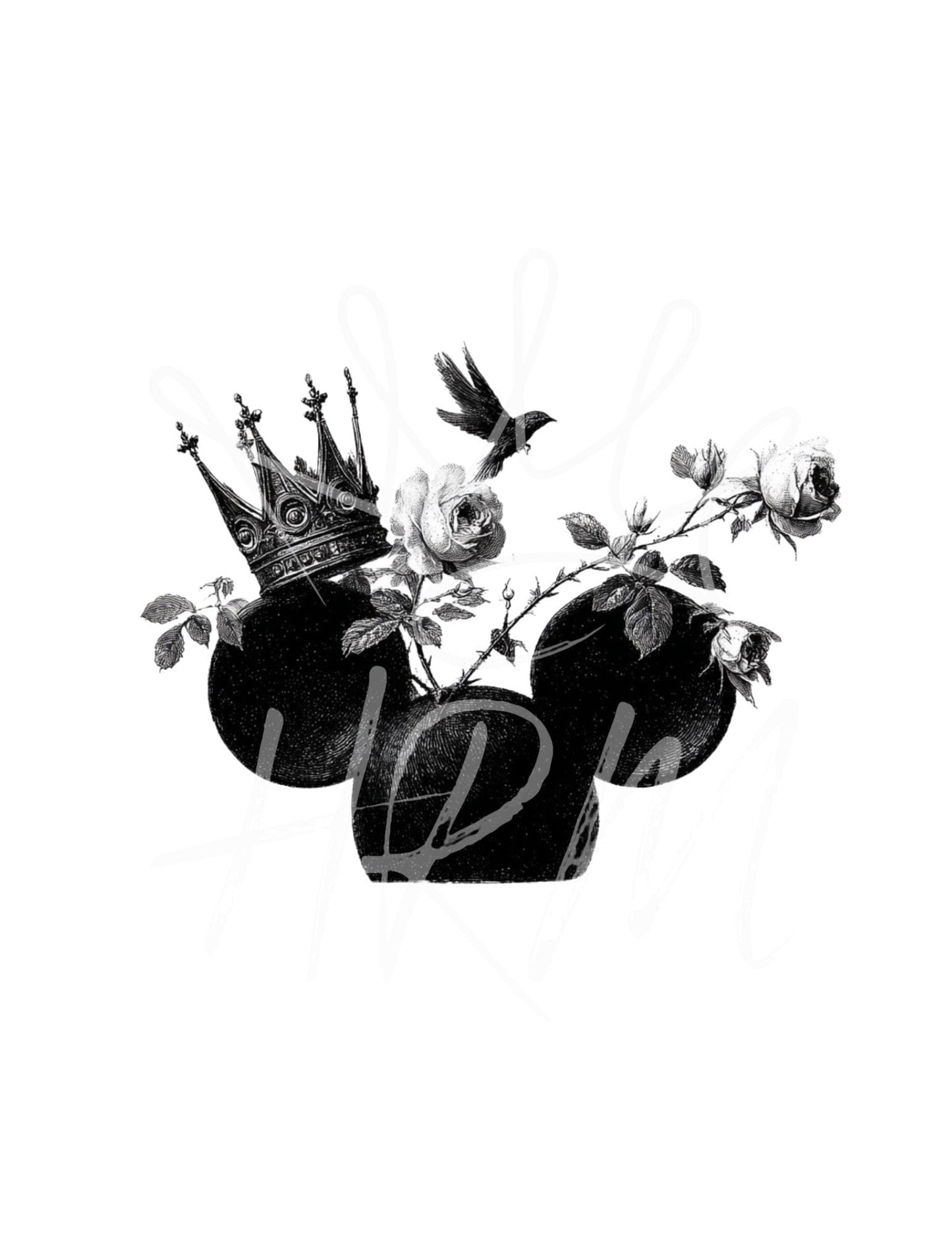 Crown Rose Mickey Maus SVG: Gothic Prinzessin Schnittdatei (Digitaler Download)