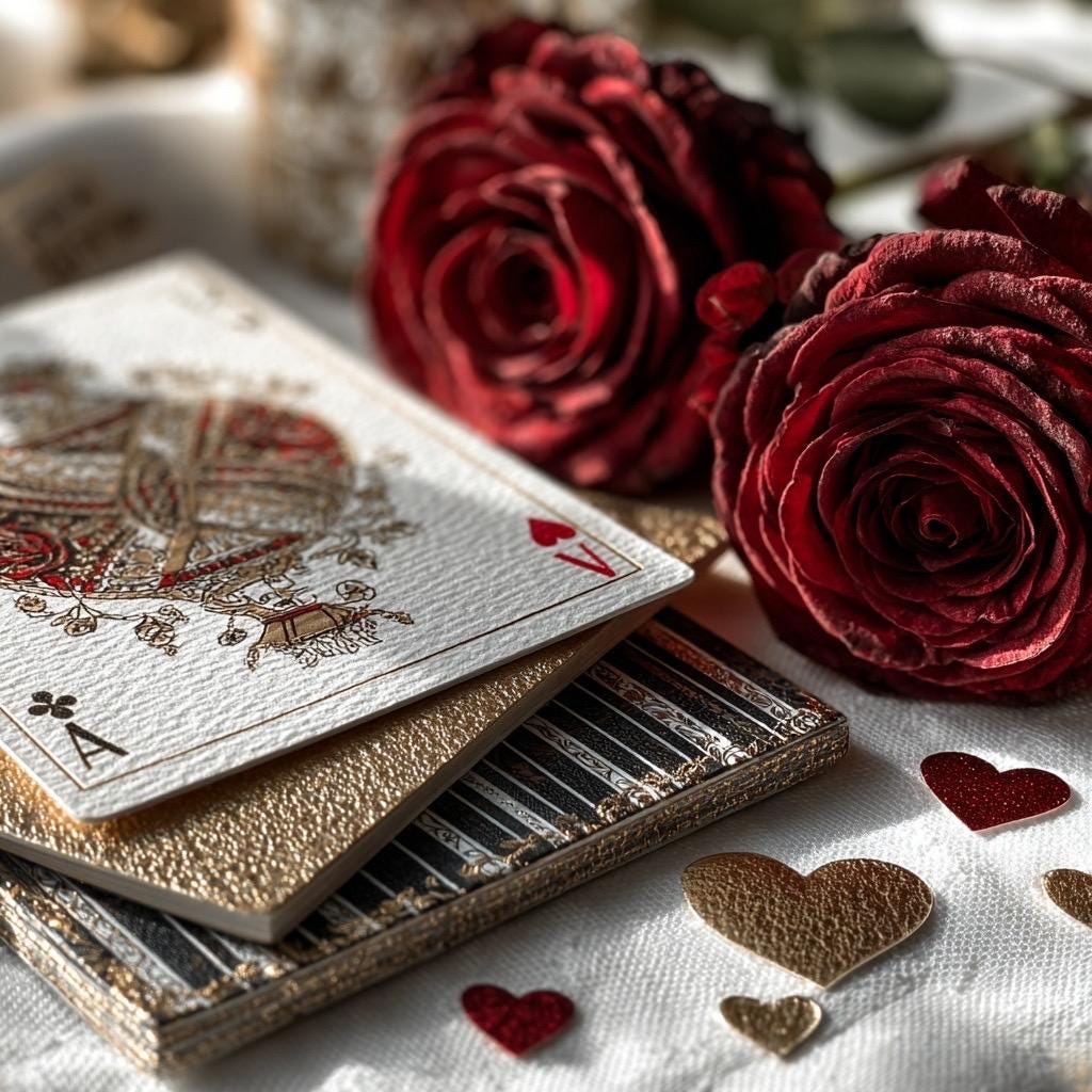 Luxuriöse Papier-Ephemera-Wundertüte | Rote Rosen, Goldfolie