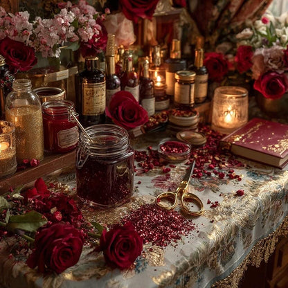 Luxuriöse Papier-Ephemera-Wundertüte | Rote Rosen, Goldfolie