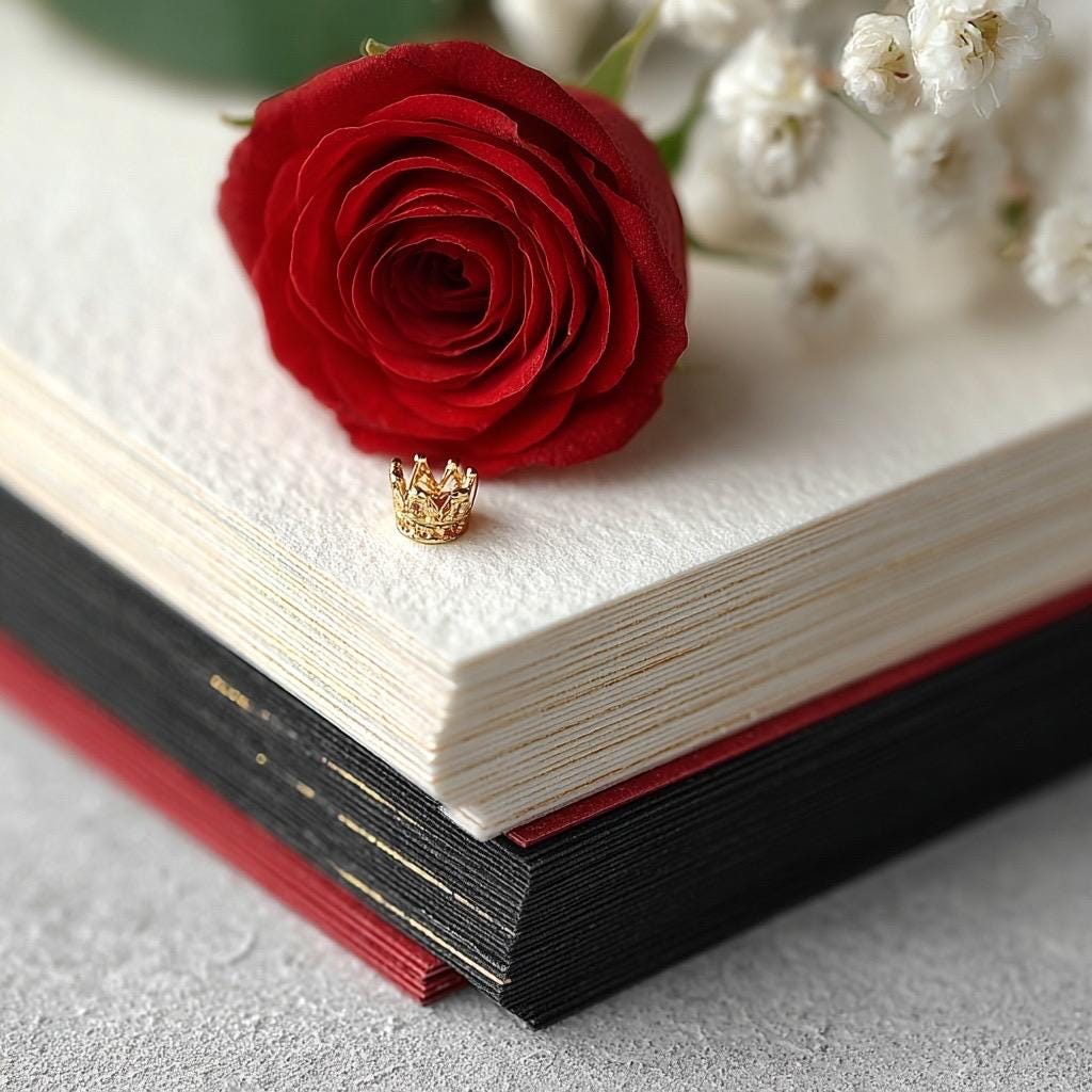 Luxuriöse Papier-Ephemera-Wundertüte | Rote Rosen, Goldfolie