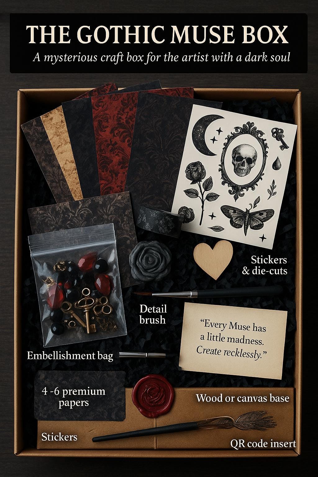 Gothic Craft Box  Dark Academia, Witchy Art Supplies DIY Kit