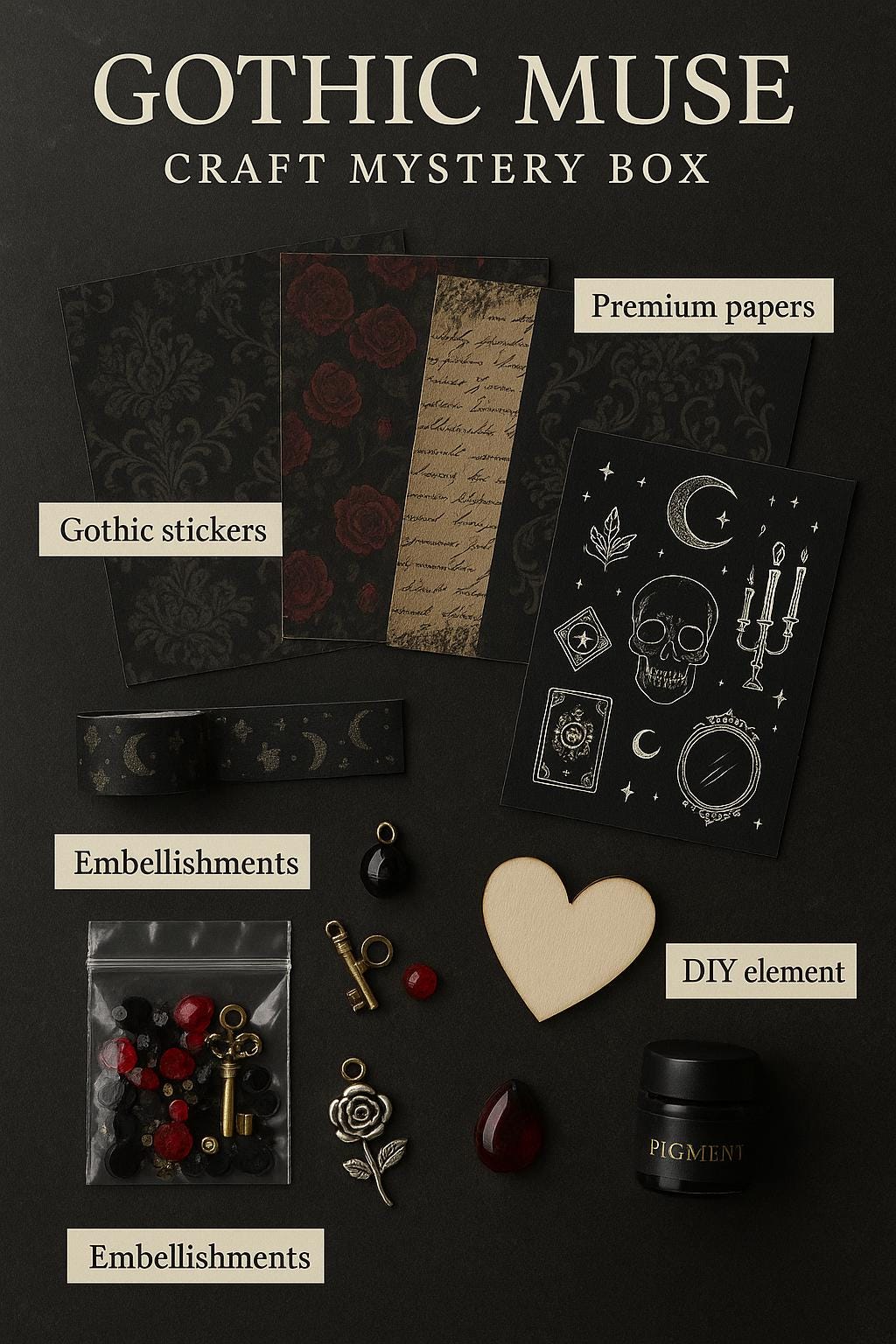 Gothic Craft Box  Dark Academia, Witchy Art Supplies DIY Kit