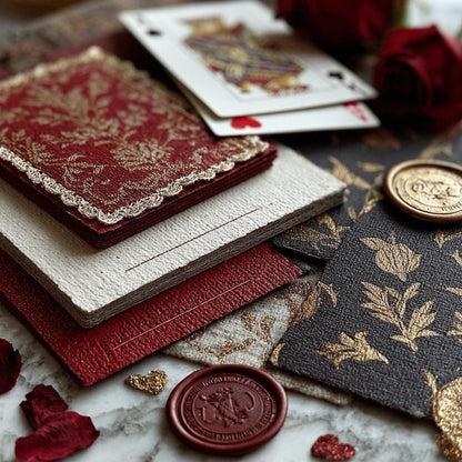 Luxuriöse Papier-Ephemera-Wundertüte | Rote Rosen, Goldfolie
