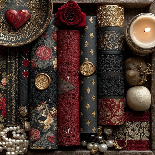Luxury Paper Ephemera Mystery Bag | Red Roses, Gold Foil