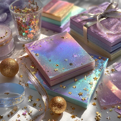 Himmels-Scrapbook-Papier-Überraschungspaket | Kuratiertes Holografisches & Pastell-Collagen-Set