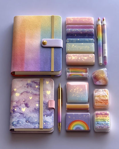 Einhorn-Schreibwaren-Überraschungspaket | Kawaii Pastell-Regenbogen-Bündel