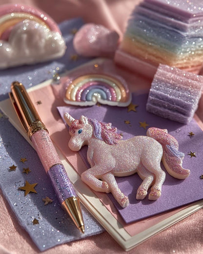 Einhorn-Schreibwaren-Überraschungspaket | Kawaii Pastell-Regenbogen-Bündel