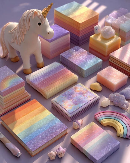 Einhorn-Schreibwaren-Überraschungspaket | Kawaii Pastell-Regenbogen-Bündel