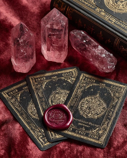 Deluxe Kristall-Box 23 Premium-Kristalle + Goldene Tarotkarten | Hexen-Geschenkbox | Heilstein-Set | Kostenloser Versand