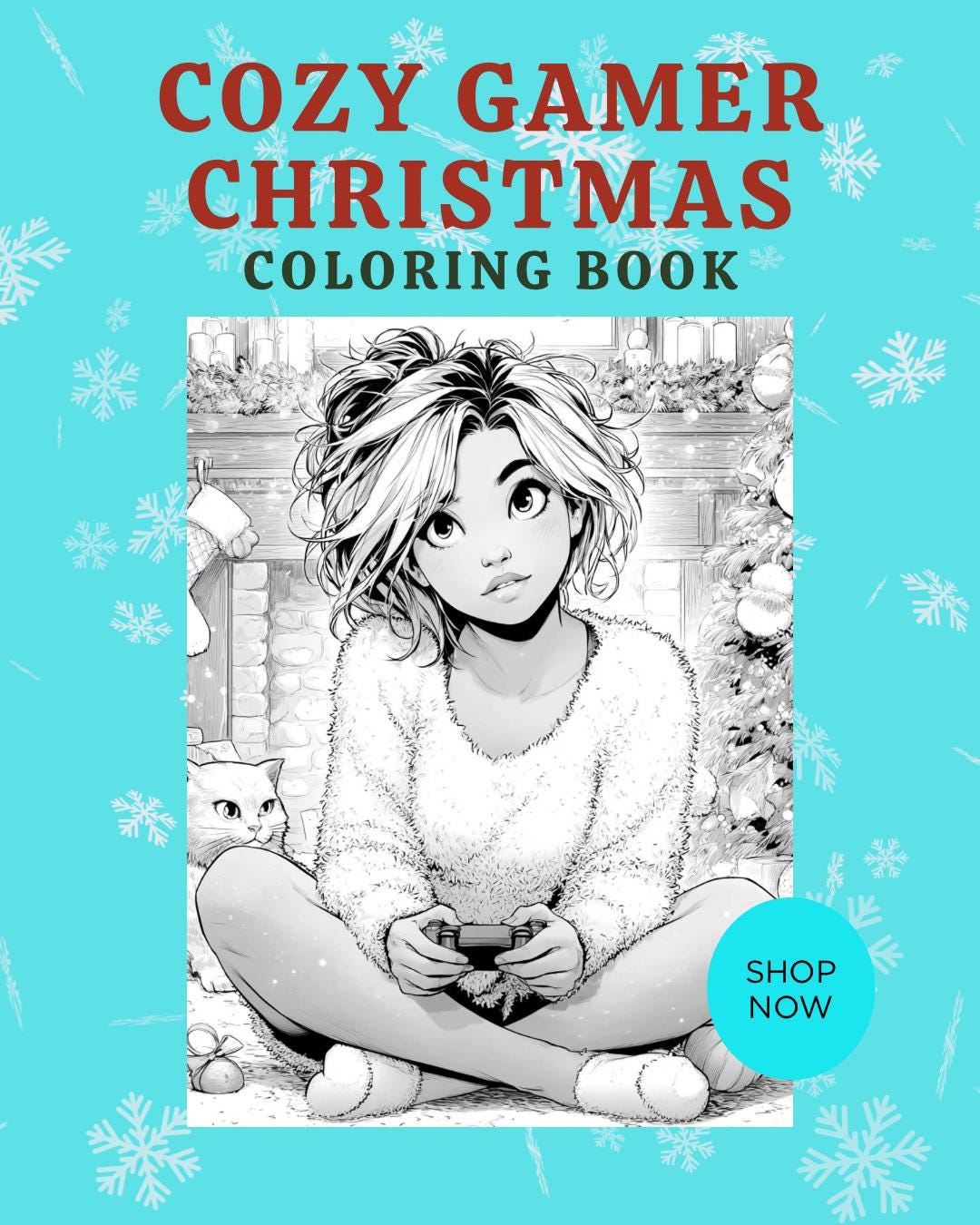 Cozy Christmas Gamer Coloring Book  Winter Holiday Printables (Digital Download)