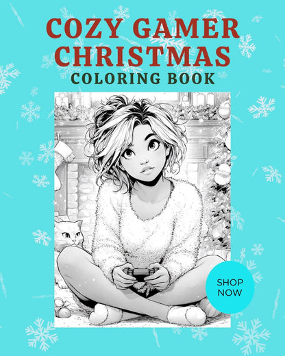 Cozy Christmas Gamer Coloring Book  Winter Holiday Printables (Digital Download)