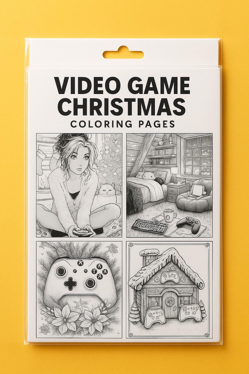 Cozy Christmas Gamer Coloring Book  Winter Holiday Printables (Digital Download)