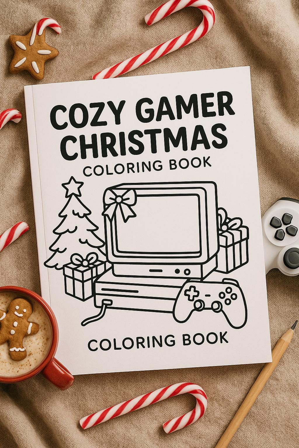 Cozy Christmas Gamer Coloring Book  Winter Holiday Printables (Digital Download)
