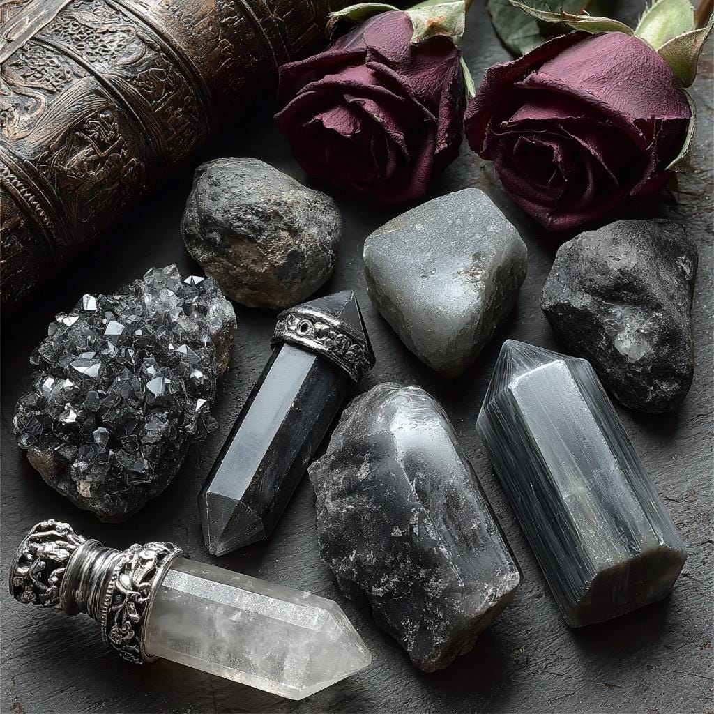 Protection Witch Kit  Banishing Ritual with Obsidian, Labradorite & Pyrite