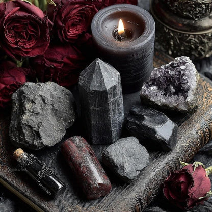 Protection Witch Kit  Banishing Ritual with Obsidian, Labradorite & Pyrite
