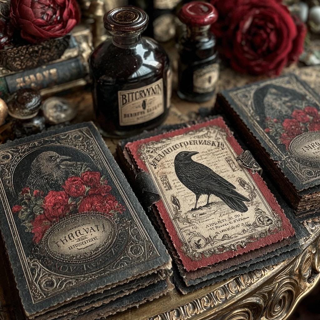 Mystery Gothic Craft Box + DIY Projektset Dunkle Künste Basteln, Hexen-Ephemera, Gothic DIY Kit, HRM Kuratierte Makabre Box