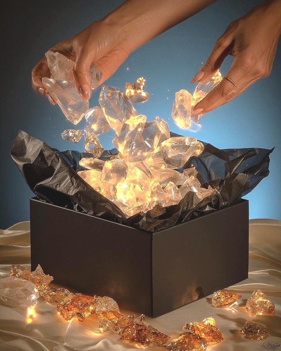 Deluxe Kristall-Box 23 Premium-Kristalle + Goldene Tarotkarten | Hexen-Geschenkbox | Heilstein-Set | Kostenloser Versand