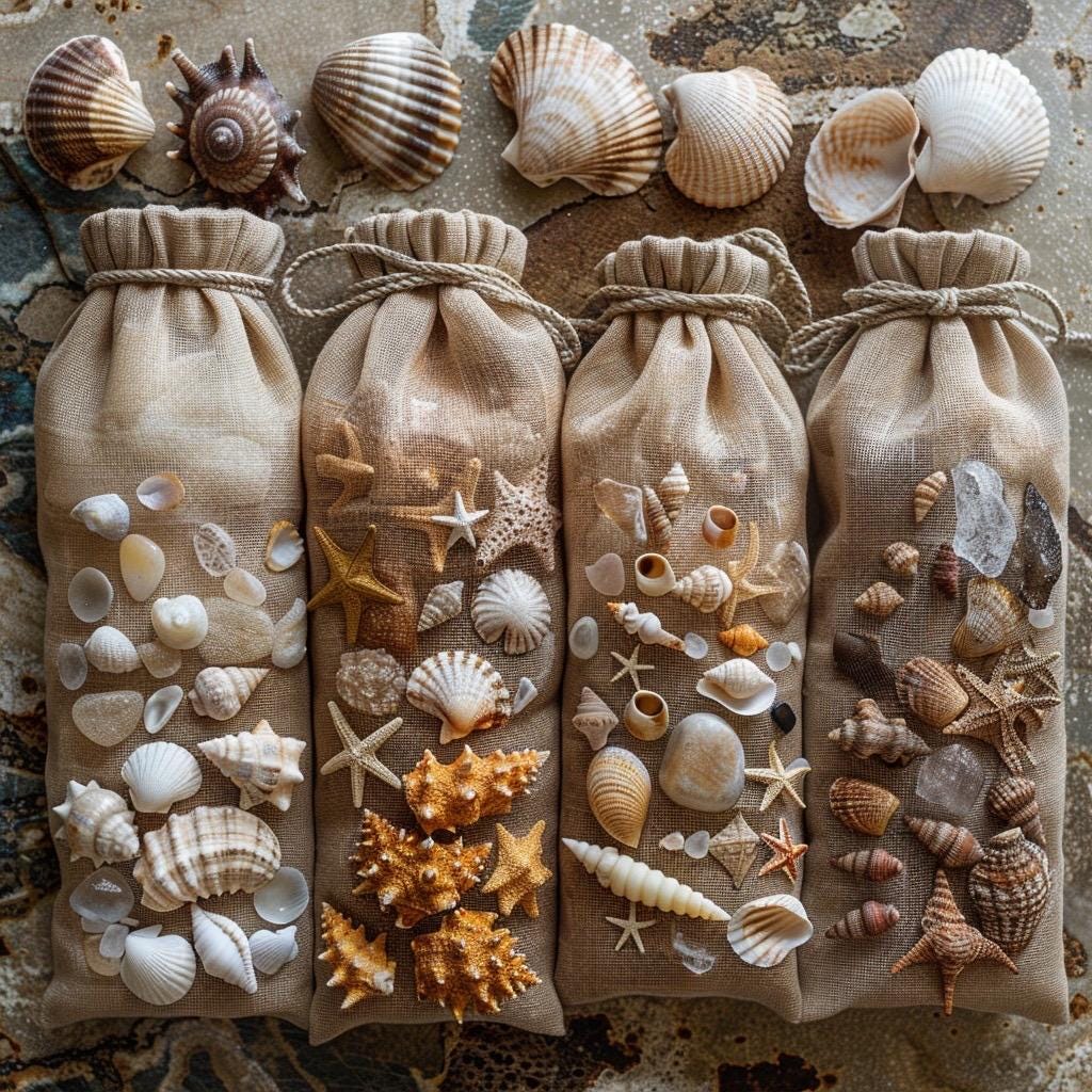 Strandmuscheln & Echte Haizähne Mix  Meerjungfrauen-Core Bastelbedarf